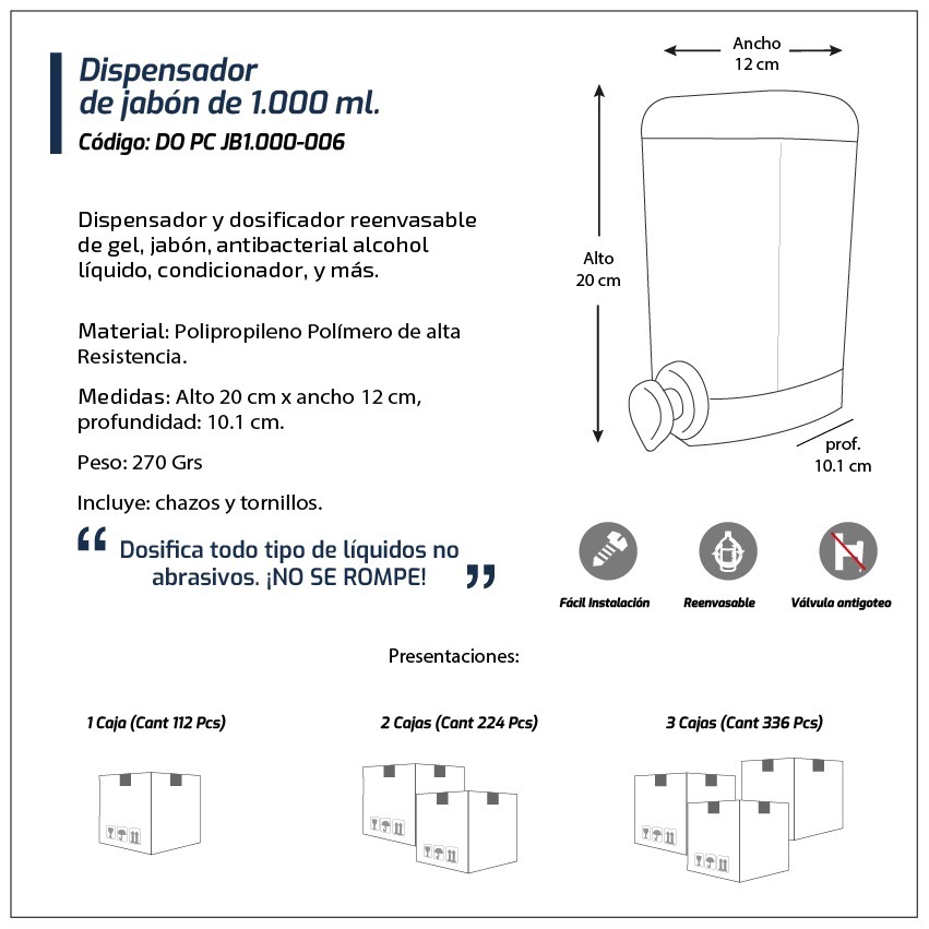 Dispensador de Jabón de 500 ml - Kliniu